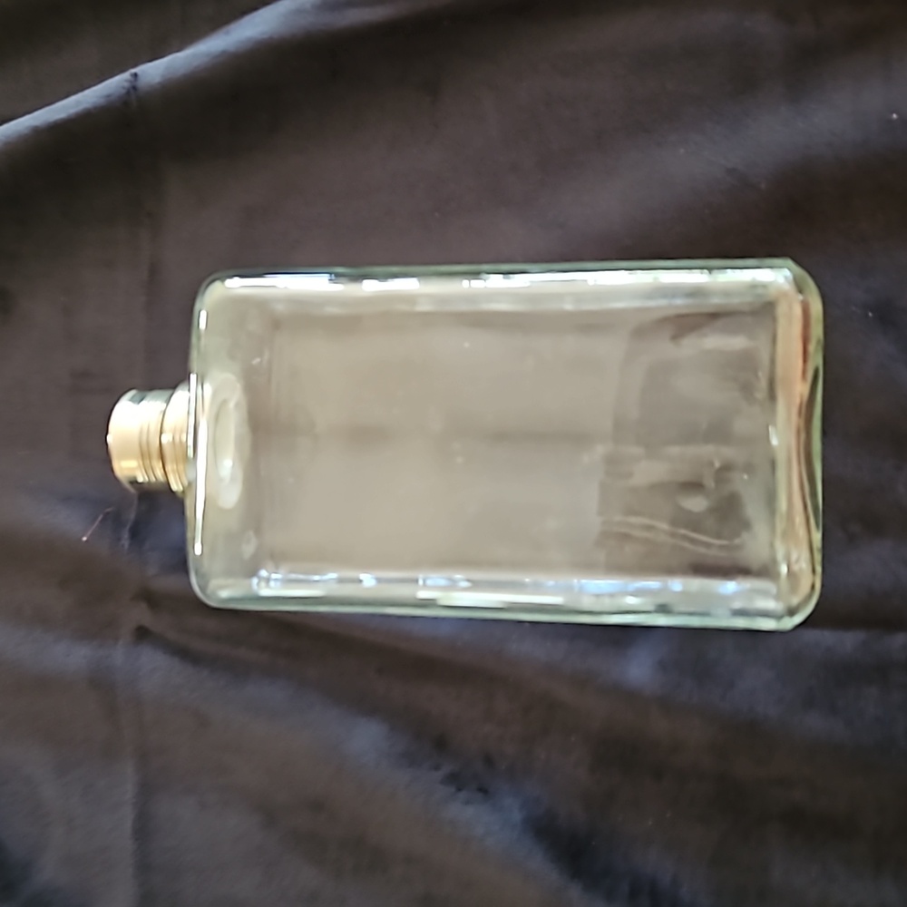 Vintage clear glass apothecary jar, liquor bottle, flask